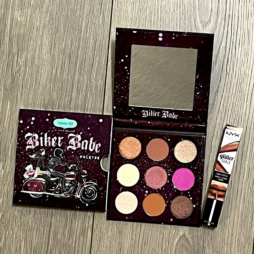 NWT Velvet 59/NYX Bundle. Biker Babe Eye Shadow Palette and NYX Liquid Lipstick